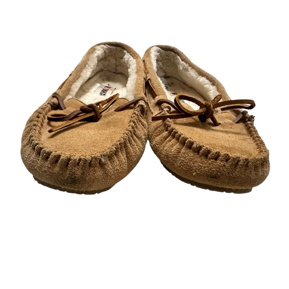 Minnetonka Cally Moccasin Slippers Tan Suede Size 10 - Picture 3 of 7